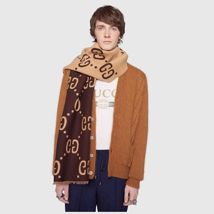 GG jacquard wool silk scarf - Replica Gucci Online Store